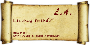 Liszkay Anikó névjegykártya